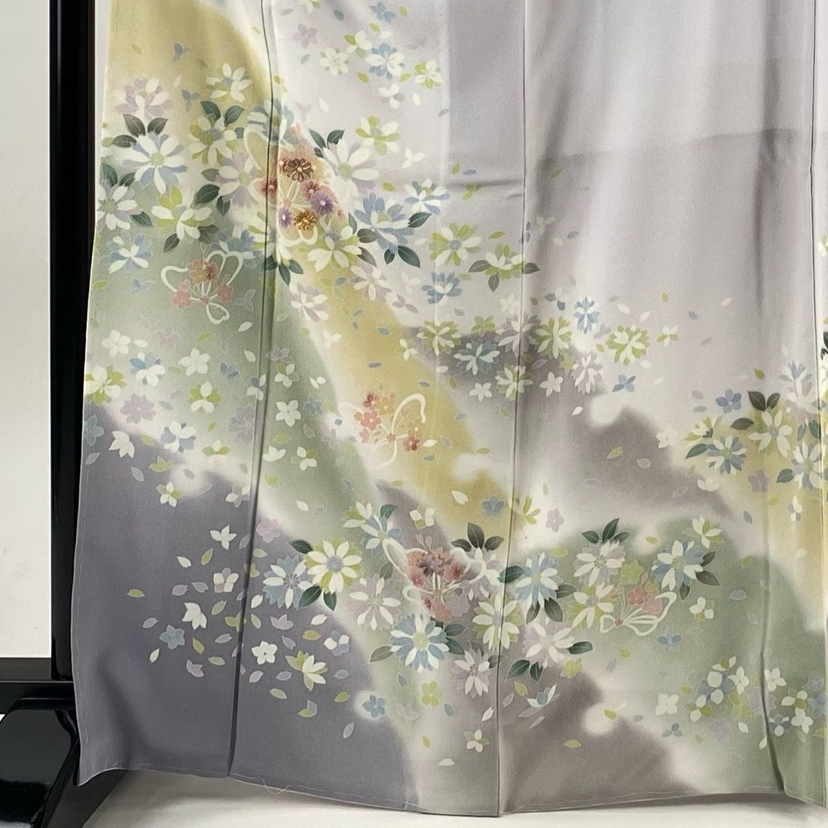 訪問着 身丈167 cm 裄丈68 L 袷 草花 雪輪 金糸 ぼかし 薄紫 正絹