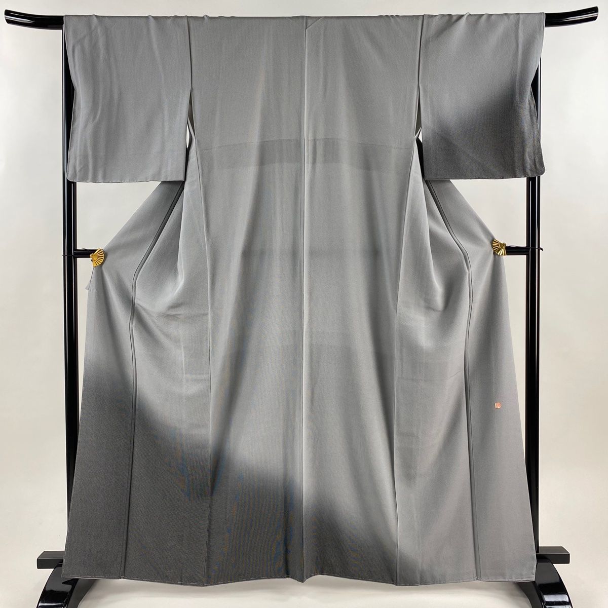 付下げ 身丈163.5 cm 裄丈67.5 L 袷 落款 格子 江戸小紋柄 ぼかし 灰色 正絹