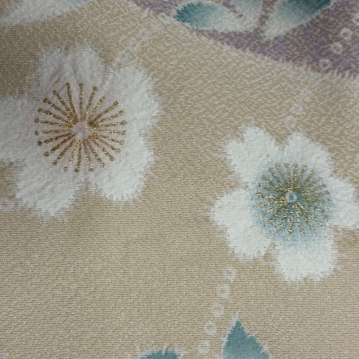  訪問着 身丈161 5 cm 裄丈69 L 袷 草花 流水 金彩 ぼかし ベージュ 正絹 一つ紋 訪問着 付け下げ 着物