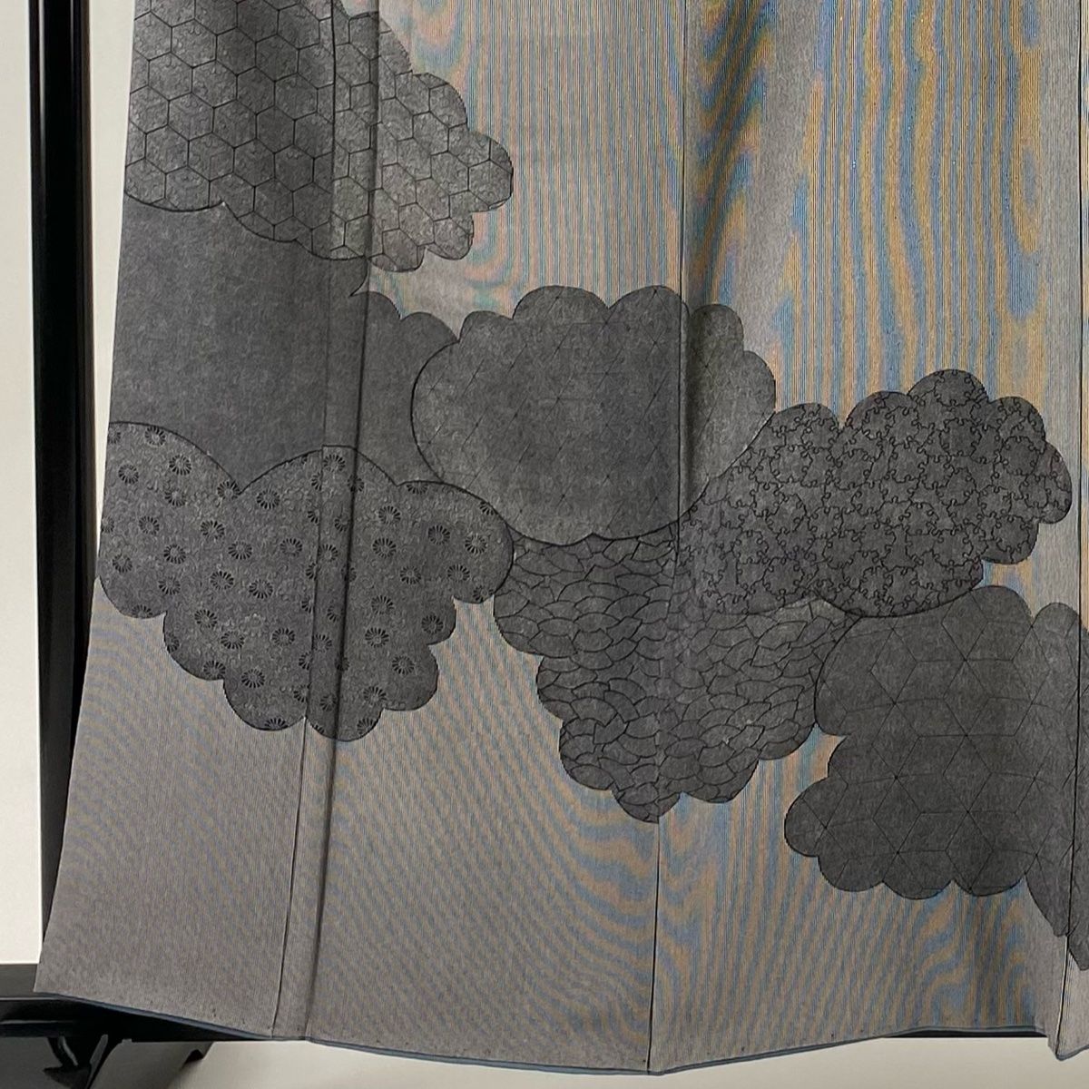 付下げ 身丈159 cm 裄丈64 5 M 袷 落款 雲文 江戸小紋柄 灰色 正絹 一つ紋