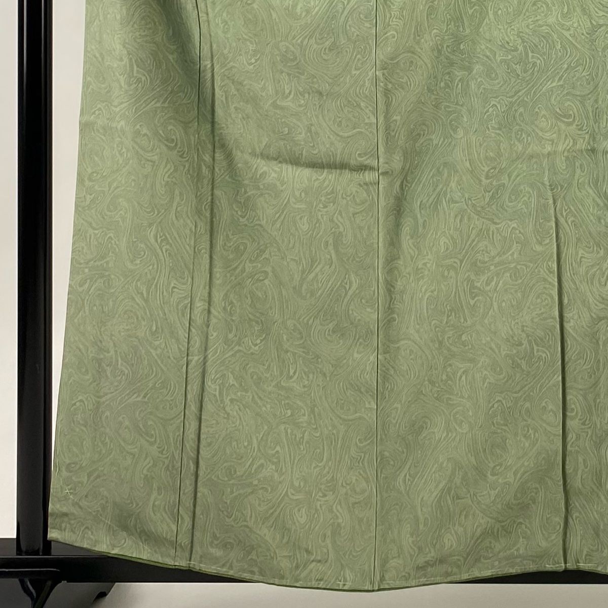 小紋 身丈160 cm 裄丈64 M 袷 墨流し よもぎ色 正絹