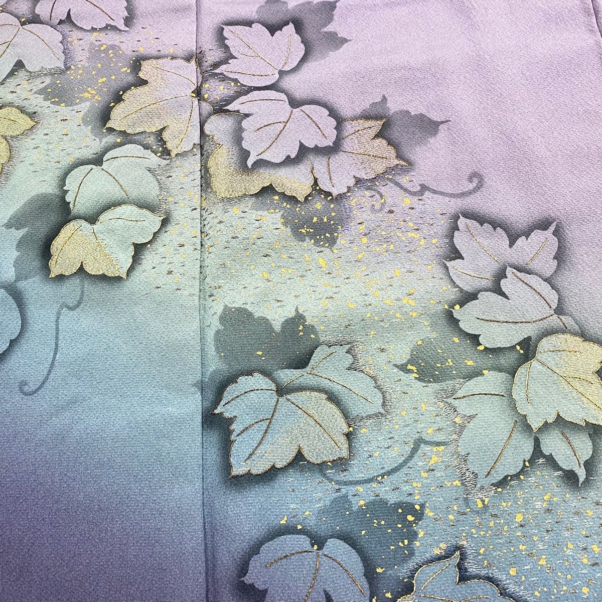  付下げ 身丈163.5 cm 裄丈67 M 袷 丹下雄介 やまと 落款 蔦 霞 金糸 金彩 薄紫 正絹 訪問着 付け下げ 着物