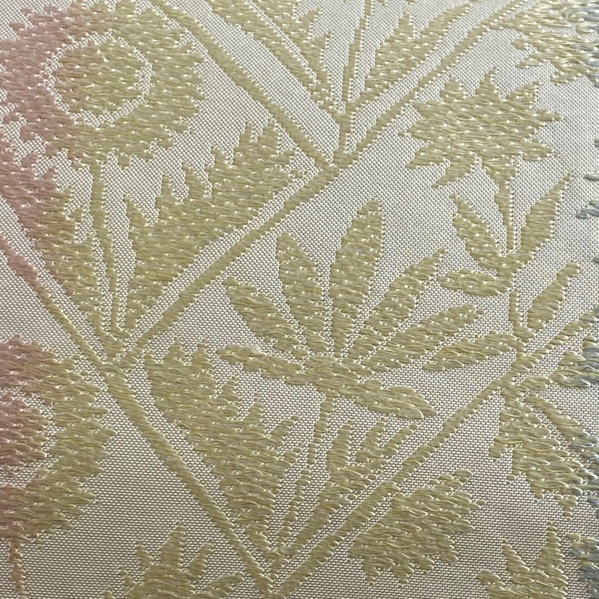 名古屋帯 関西仕立て 草花 クリーム 正絹