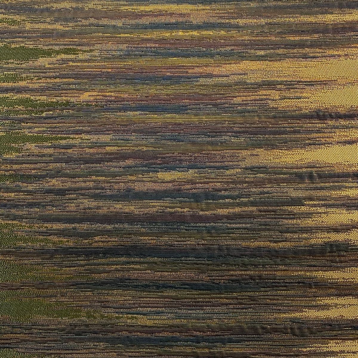 袋帯 秀品 落款 証紙 博多織 古賀勝幸 泥染袋帯 霞 金糸 箔 薄茶色 六通 正絹