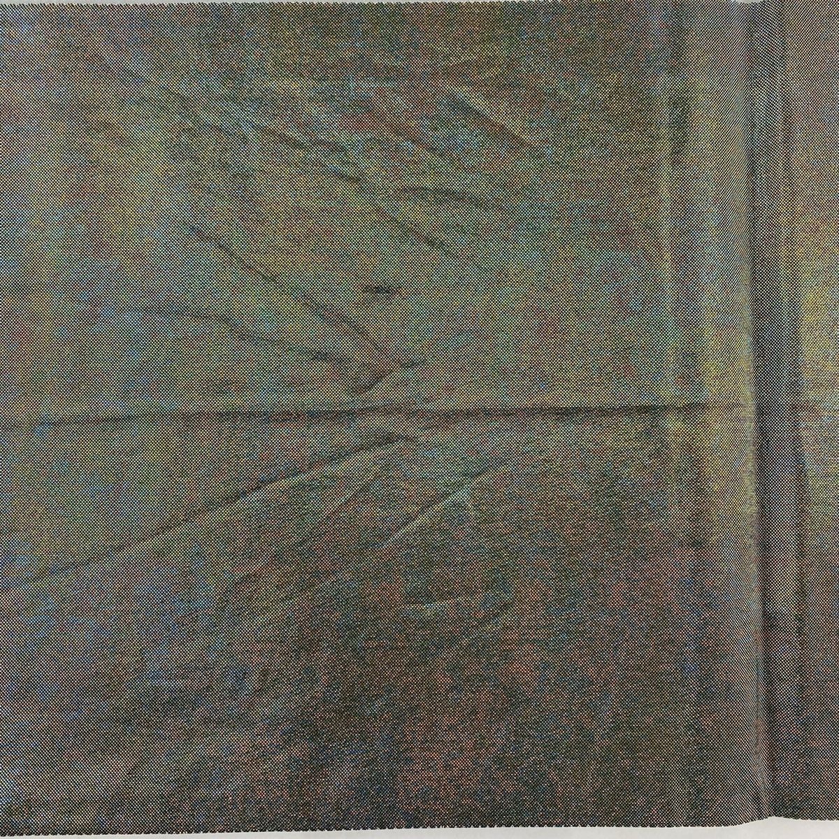  袋帯 秀品 草花 格子 金糸 箔 鶯色 六通 正絹 袋帯 帯