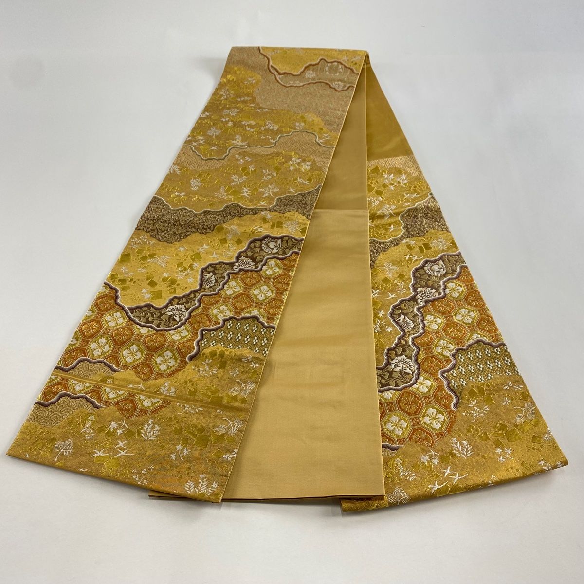 高級袋帯 絽刺し 蜀江文 正絹 金糸 高級袋帯 絽刺し 蜀江文 正絹 金糸