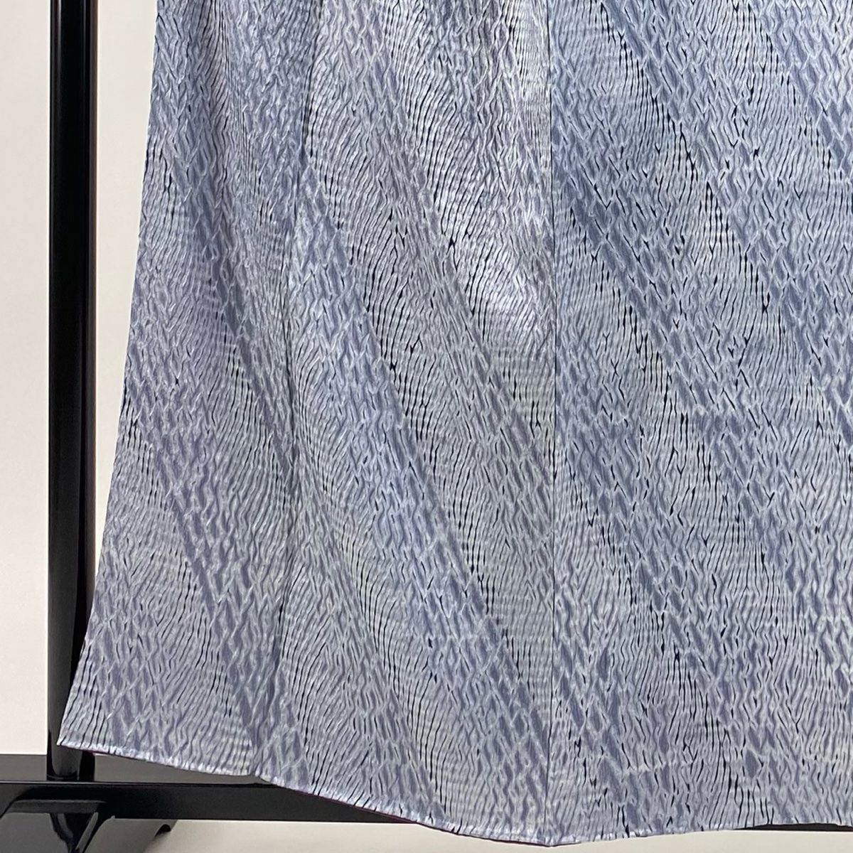 小紋 身丈158 cm 裄丈64 5 M 袷 名古屋帯セット 幾何学模様 絞り 青灰色 正絹 秀品