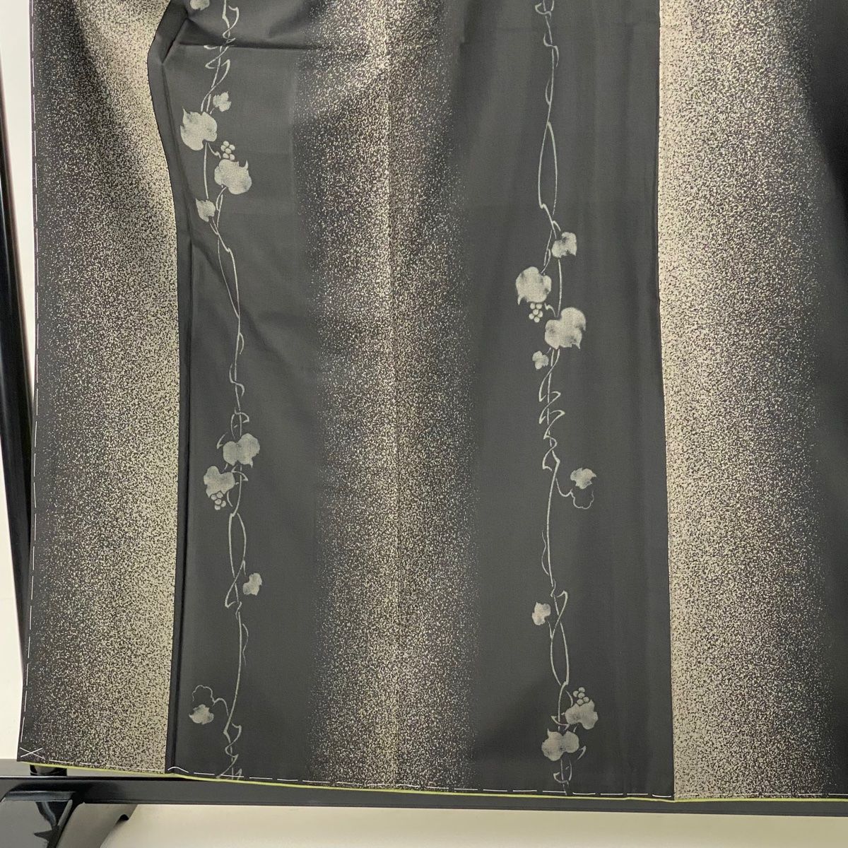 紬 身丈159.5 cm 裄丈63.5 S 袷 袋帯セット 葡萄 幾何学模様 墨色 正絹