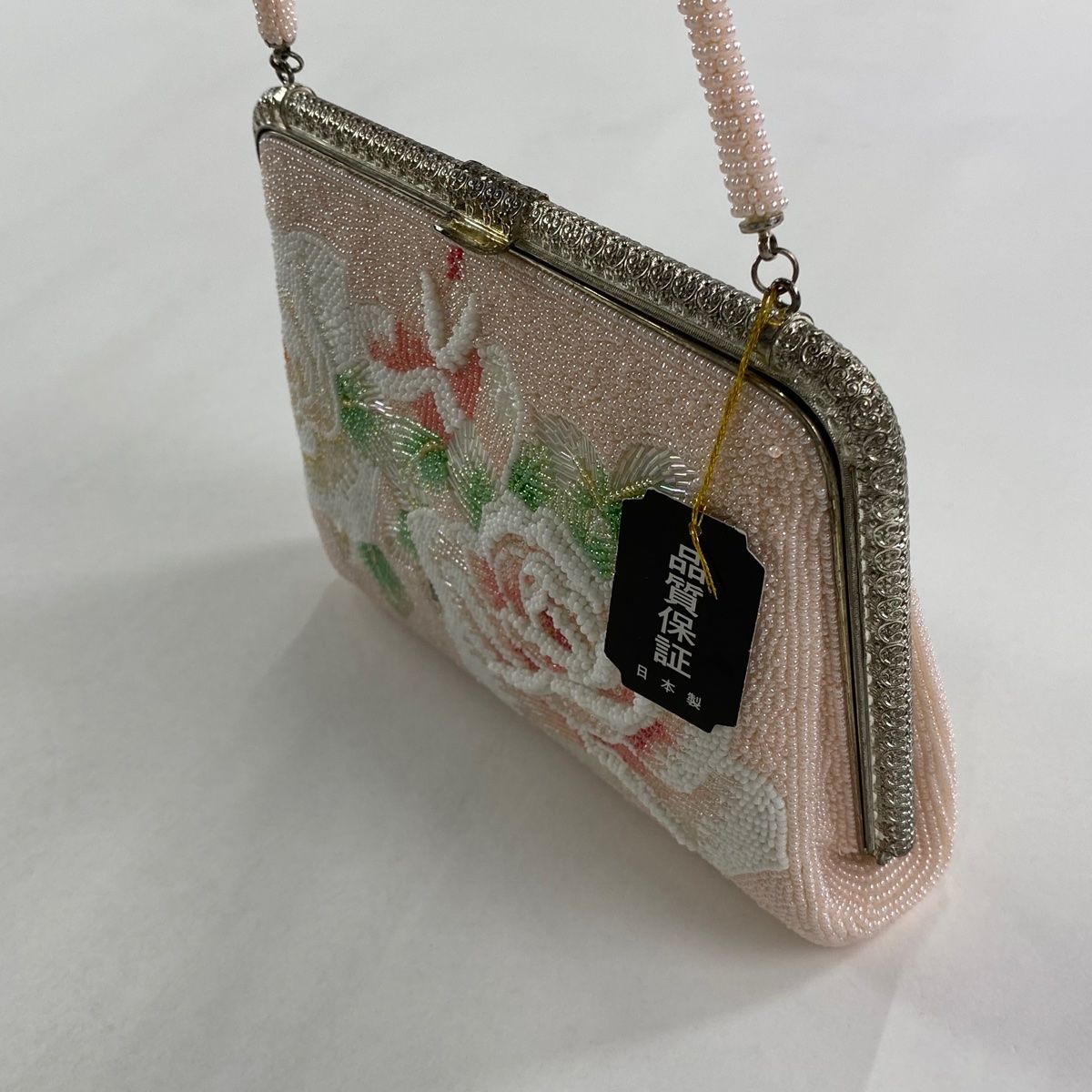 和装バッグ 優品 ビーズバッグ フォーマル 草花 ピンク ビーズ 和装小物