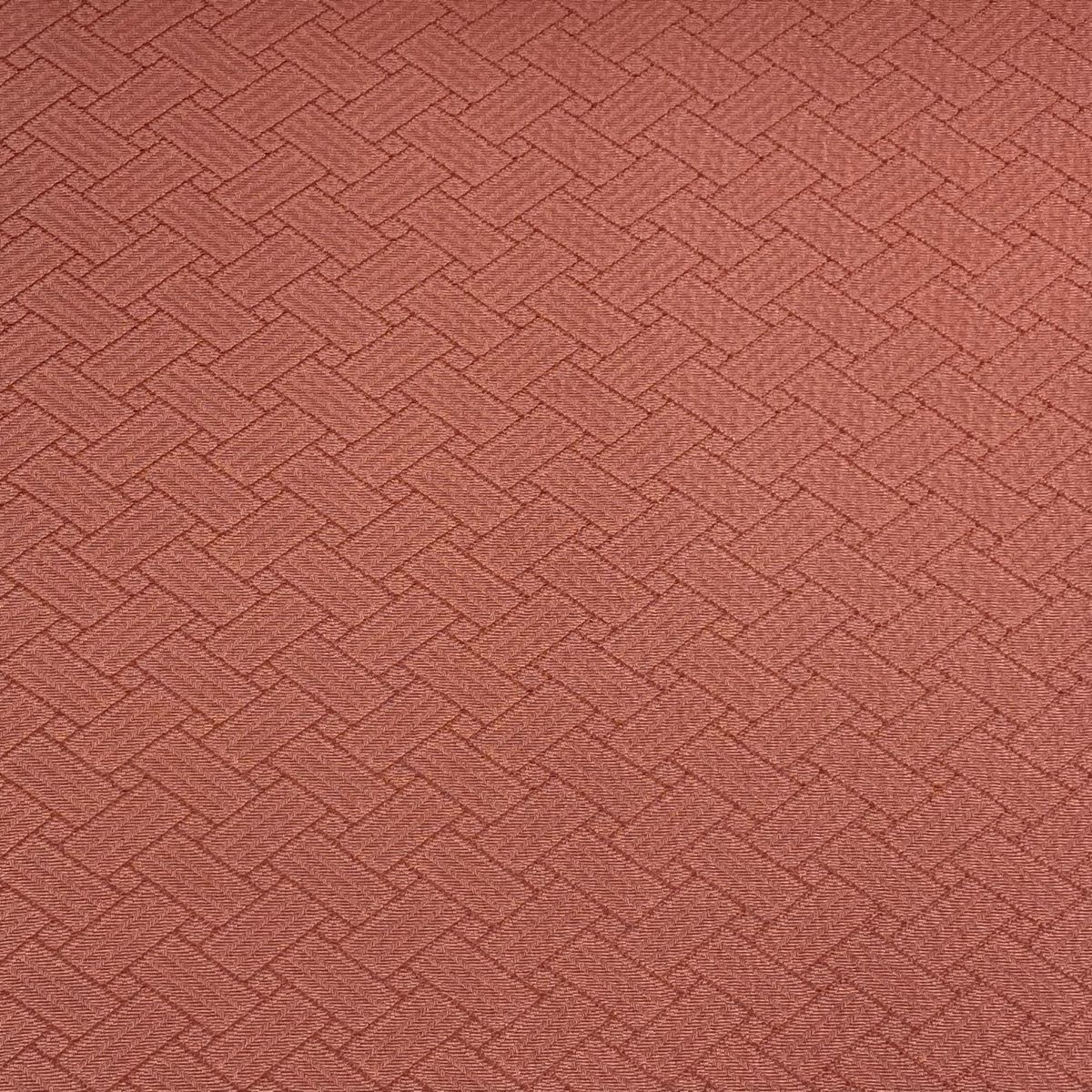 反物 秀品 色無地 地紋 網代 サーモンピンク 正絹