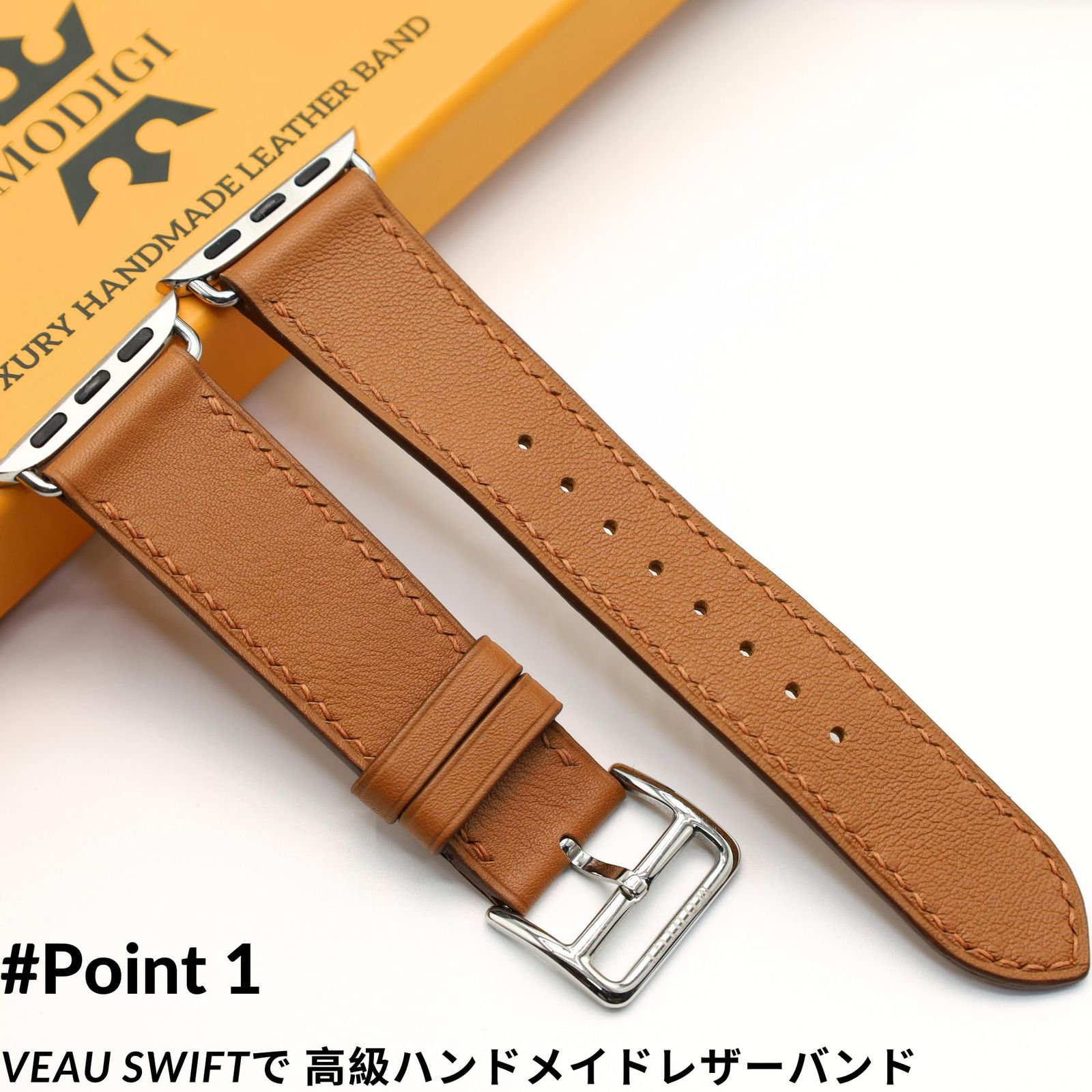 MODIGI コンパチブル Apple Watch用 バンド アップルウォッチ バンド レザー ベルト 本革 手作り Veau Swift 皮ベルト 40mm 41mm 42mm 44mm 45mm 46mm 49mm Ultra 1 2 SE 1