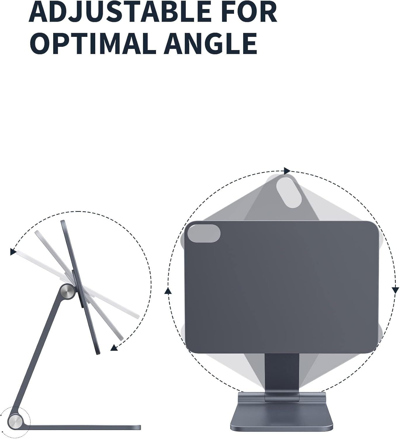 折りたたみ式磁気吸着スタンド for iPad mini 7 A17 Pro Mini 6 8.3 インチ 2025 2021 年モデル 調整 なデスクタブレットホルダー アルミ製回転式浮きスタンドで Apple iPad mini 7 6 の描画 視