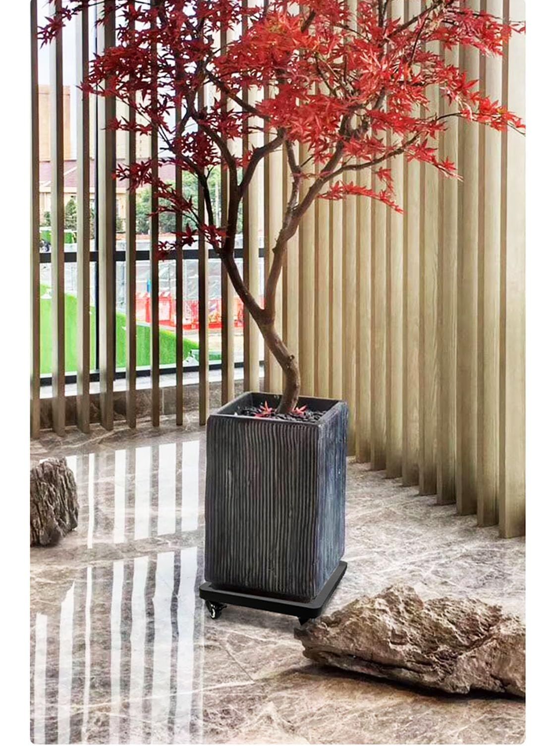 KoiFlow 鉢置き台 プランタースタンド フラワースタンド 観葉植物鉢 多肉植物 花台 キャスター付き ロック付き 耐荷重150KG 鉄製 プランター移動台車 移動便利 植木鉢受け皿 園芸ラック 屋内 屋外用 黒 25 25CM 耐荷重約120KG