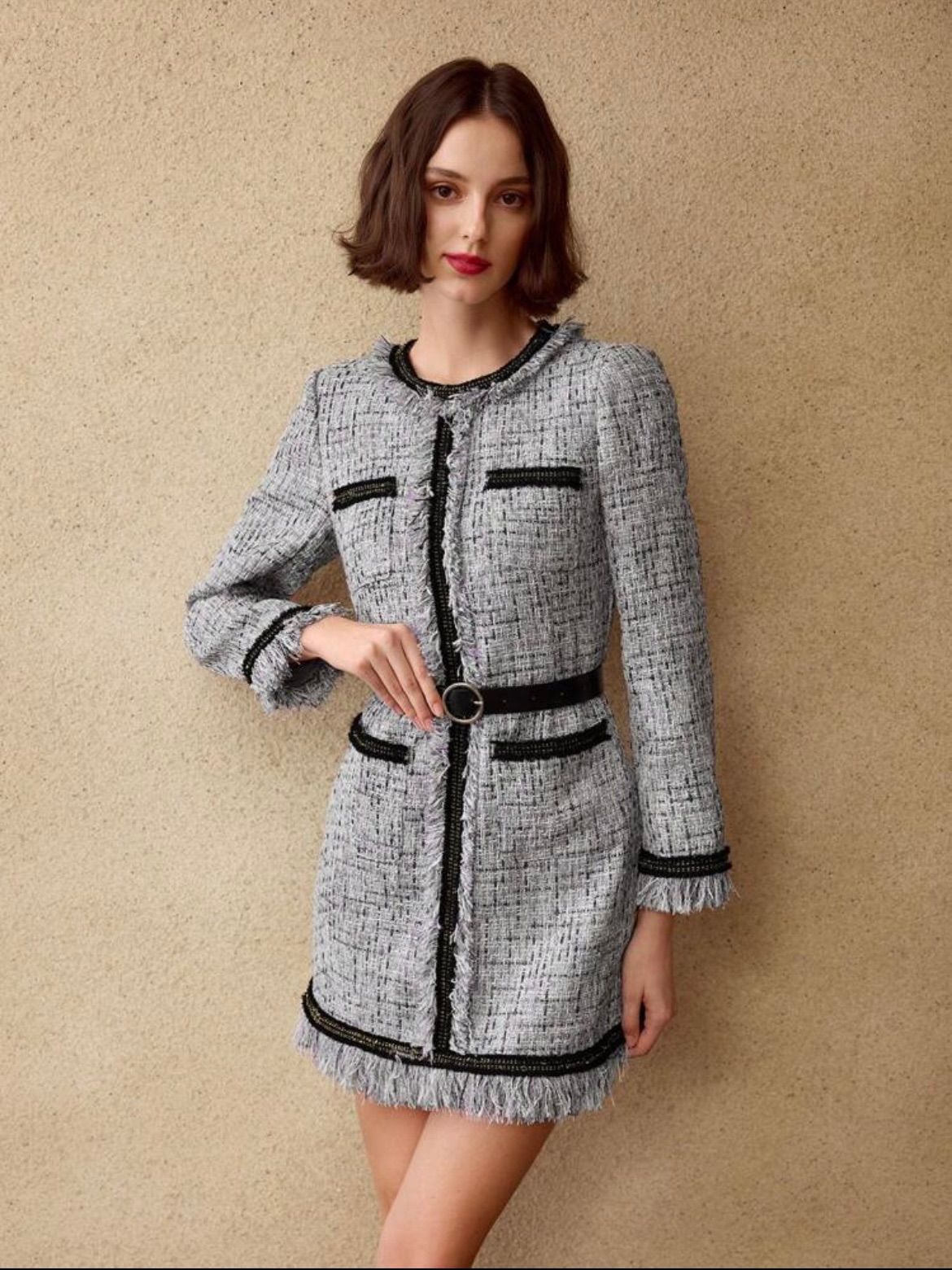 グレーとブラックのツイードドレス XS〜M