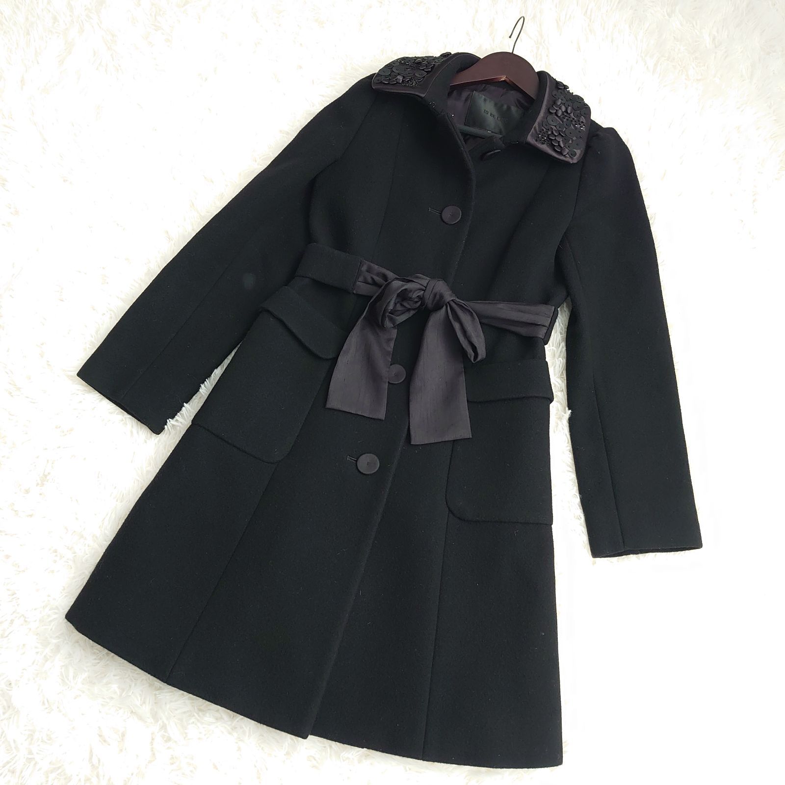 美品！ to be chic トゥービーシック ブラック ビジュー コート サイズ