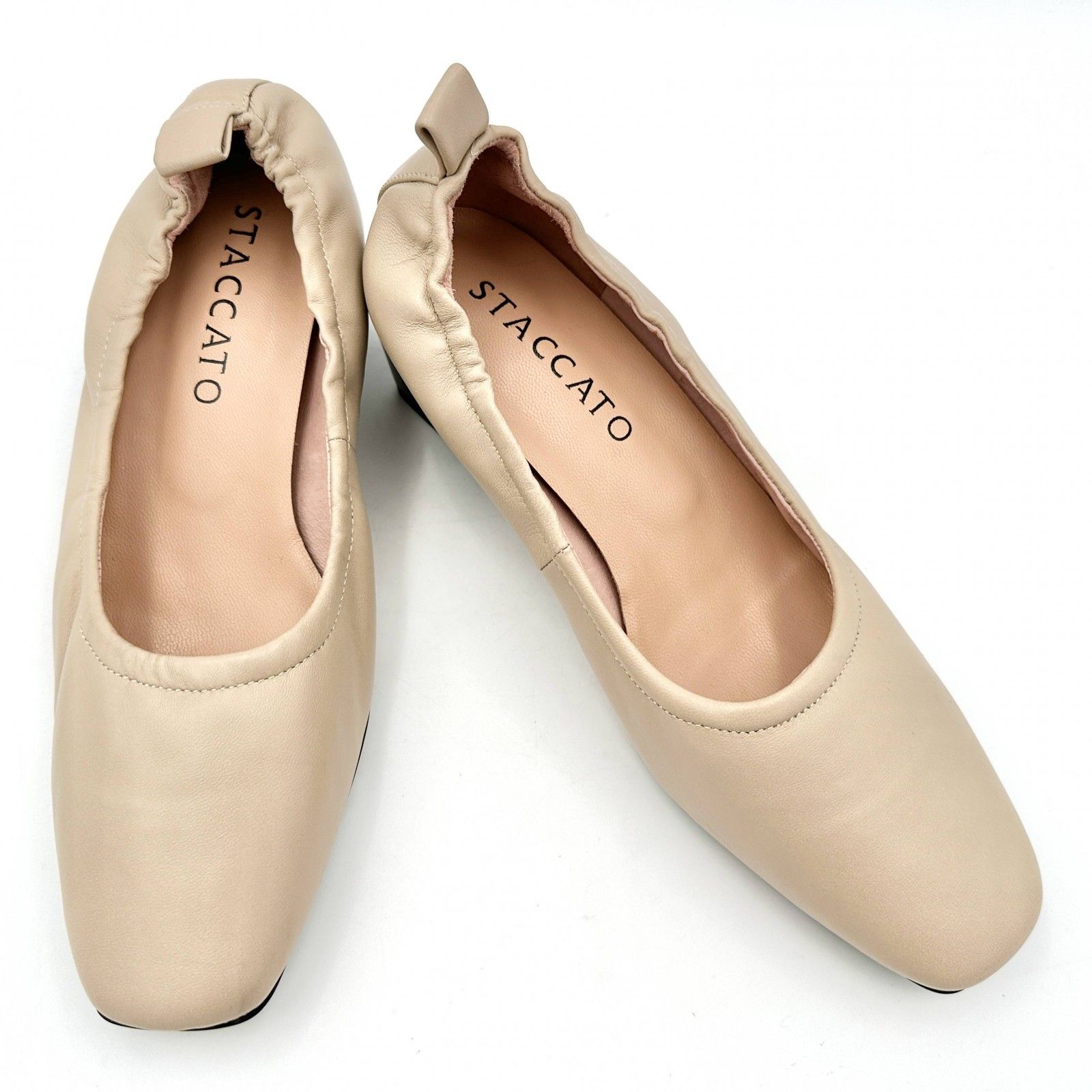 ギャザーパンプス 本革 レザー ベージュ 1428 T