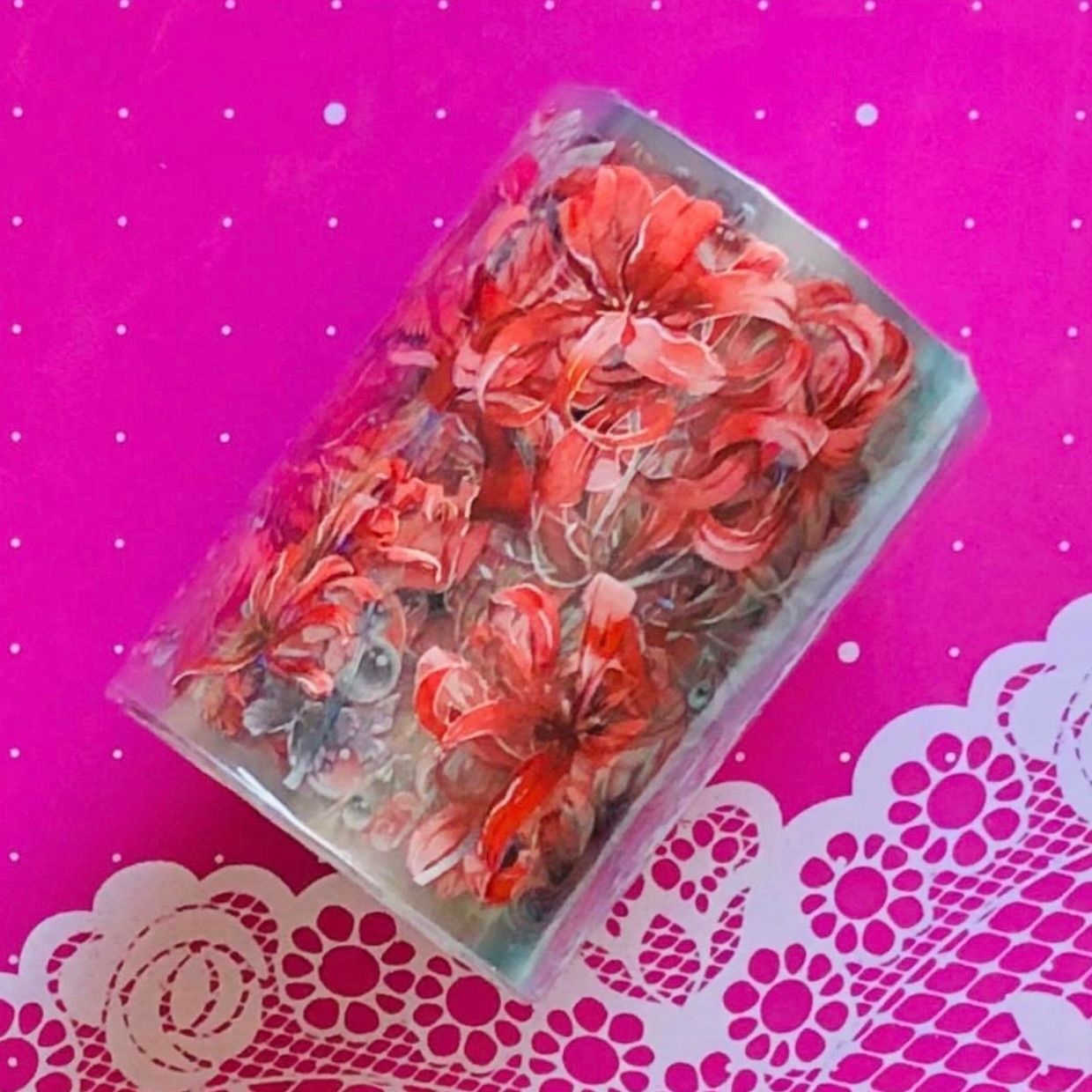 贝壳光 6.5cm×10m 100cm/loop 忘川红 海外マスキングテープ 海外マステ