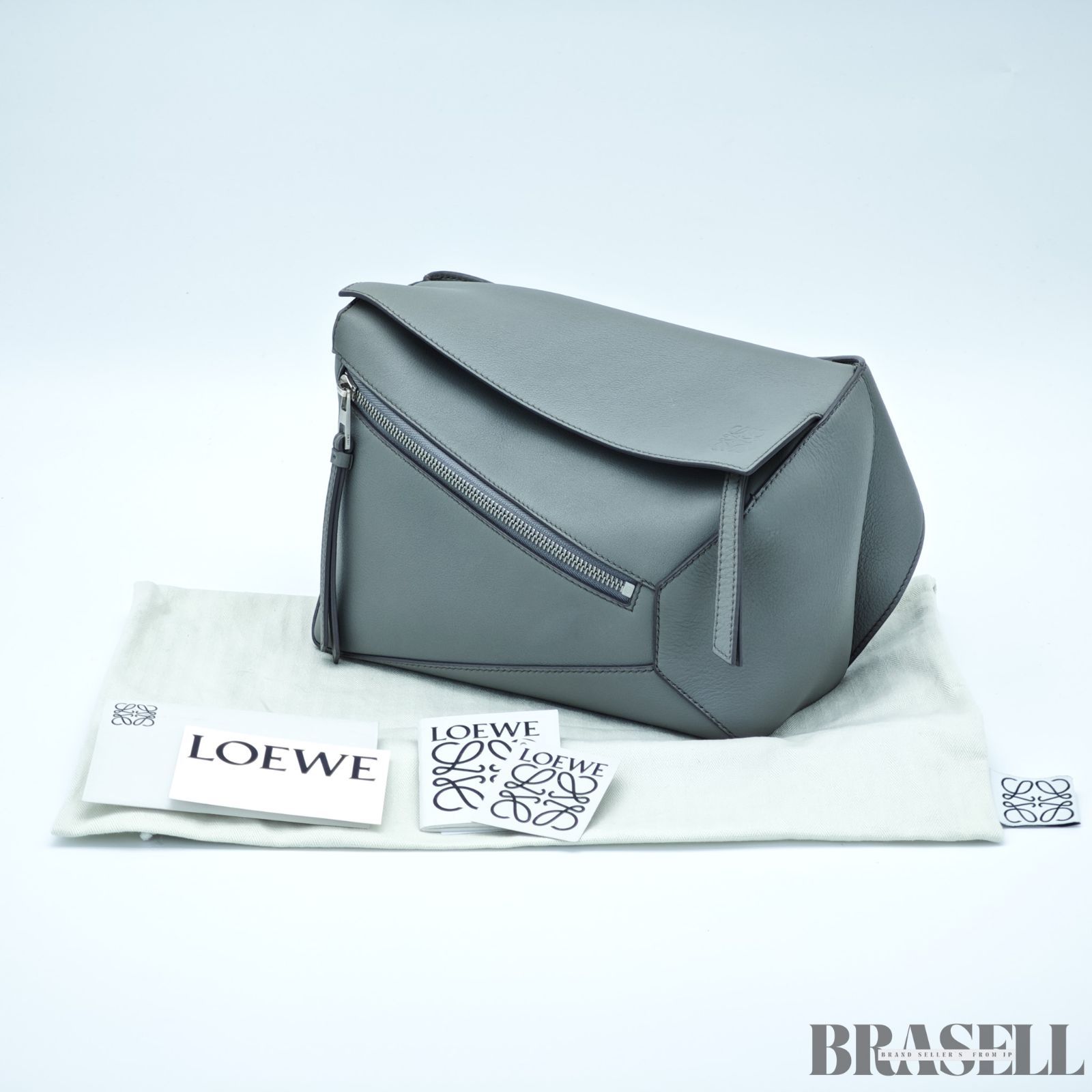 LOEWE ロエベ パズル バムバッグ スモール B510P35X09 バッグ ボディバッグ ショルダーバッグ 個性的 キューブ グレー シルバー金具 レディース メンズ 保存袋