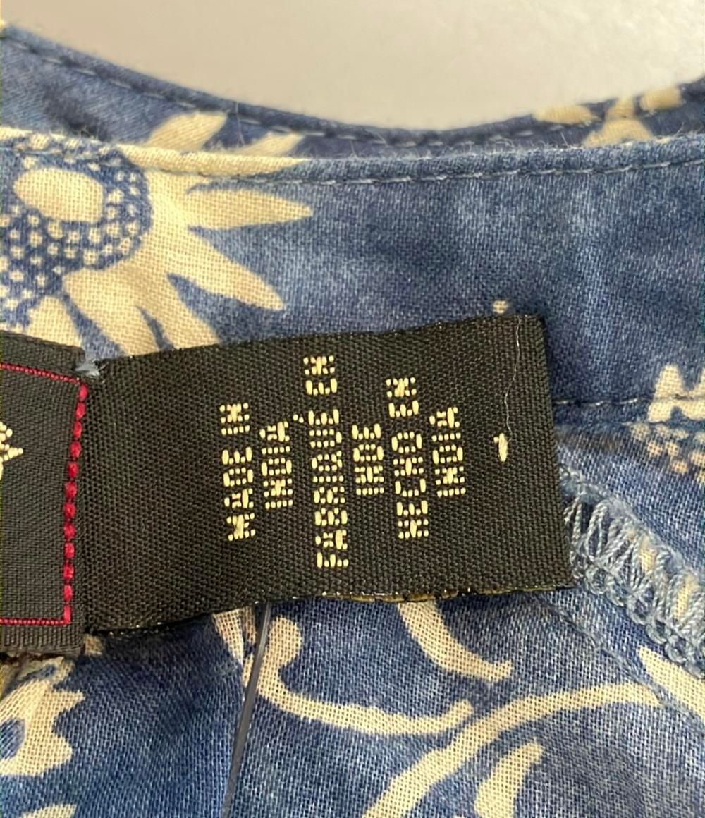 お早めに！ 長袖ブラウス インディゴ フローラルプリント コットンボイル ブラウス レディース SIZE 1 S RRL 快適そうな