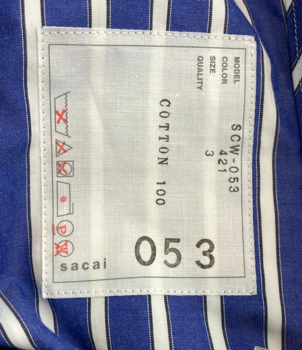  サカイ 半袖シャツ ブラウス カットソー ストライプ SCW-053 レディース SIZE 3 L Sacai 半袖 シャツ ブラウス