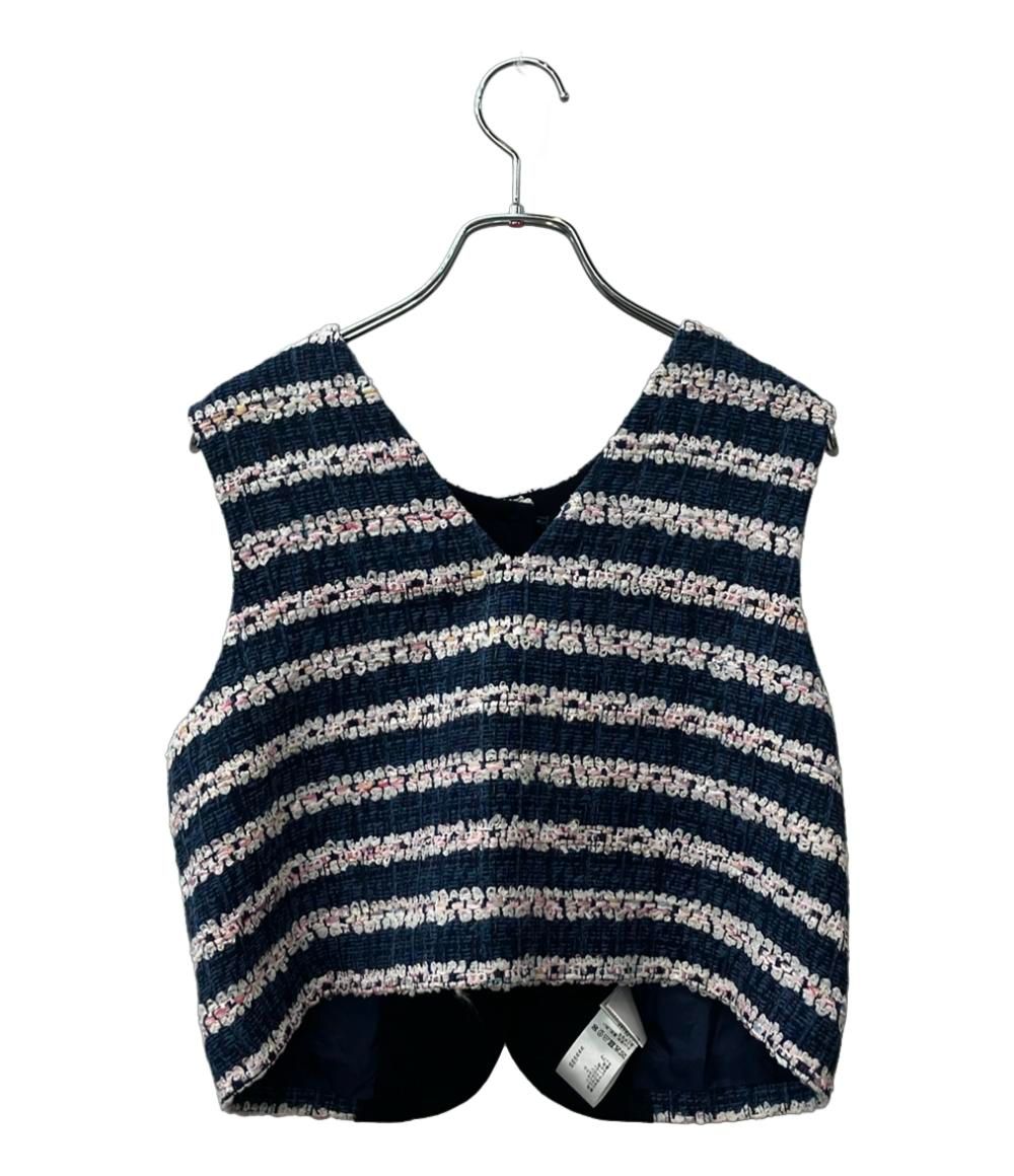 トゥモローランド ジレ ベスト カーディガン フルールボーダー フロンタブルジレ 14-07-51-07153 レディース SIZE 36 XS TOMORROWLAND