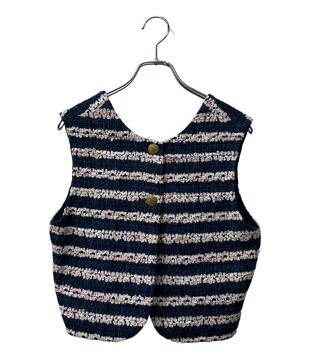 トゥモローランド ジレ ベスト カーディガン フルールボーダー フロンタブルジレ 14-07-51-07153 レディース SIZE 36 XS TOMORROWLAND