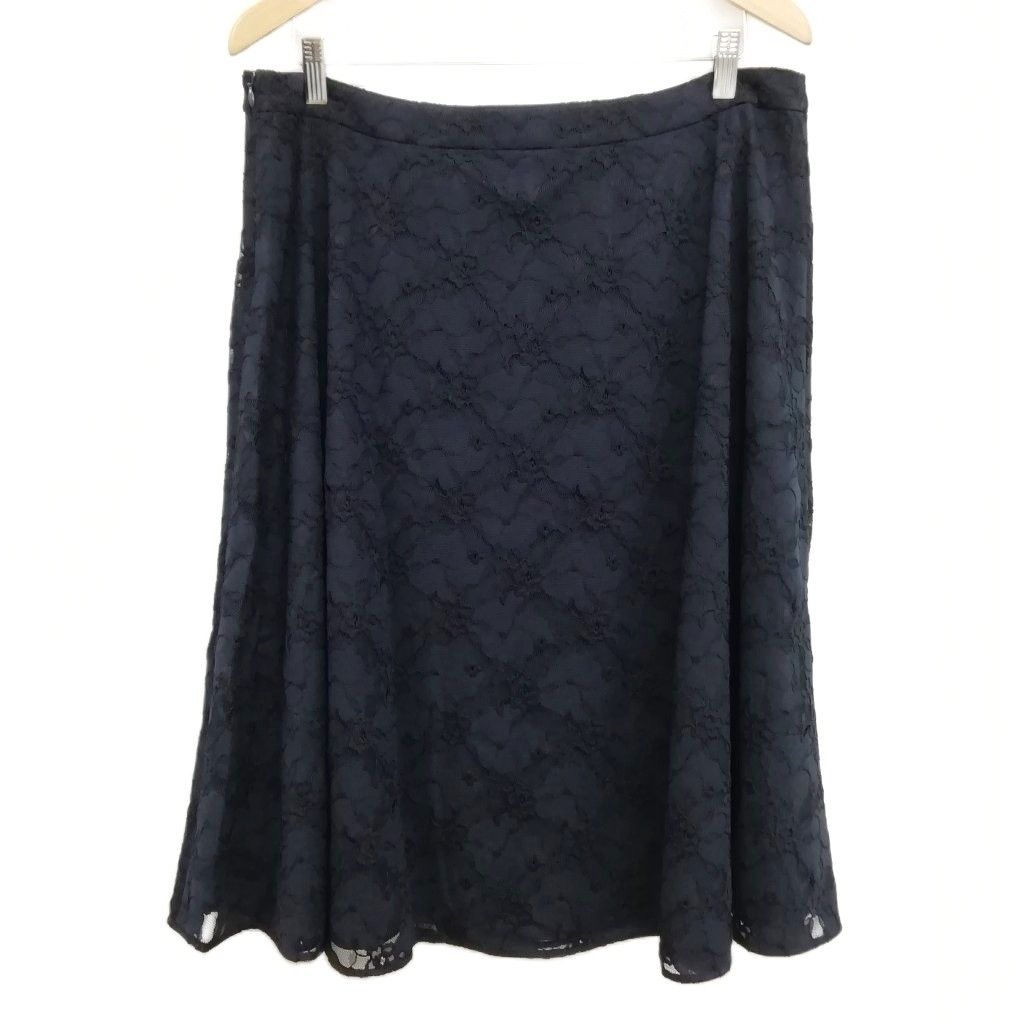 【中古】ニューヨーカー レース フォーマル セットアップ スーツ ブラウス スカート 美品 21 大きいサイズ ネイビー ニューヨーカー NEWYORKER レース フォーマル セットアップ スーツ