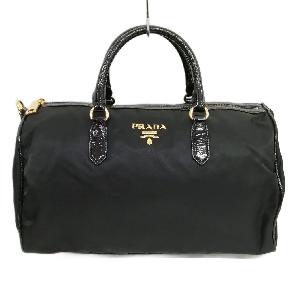 プラダ PRADA BL0575 ミニ ボストンバッグ ハンドバック ナイロン パテント ブラック