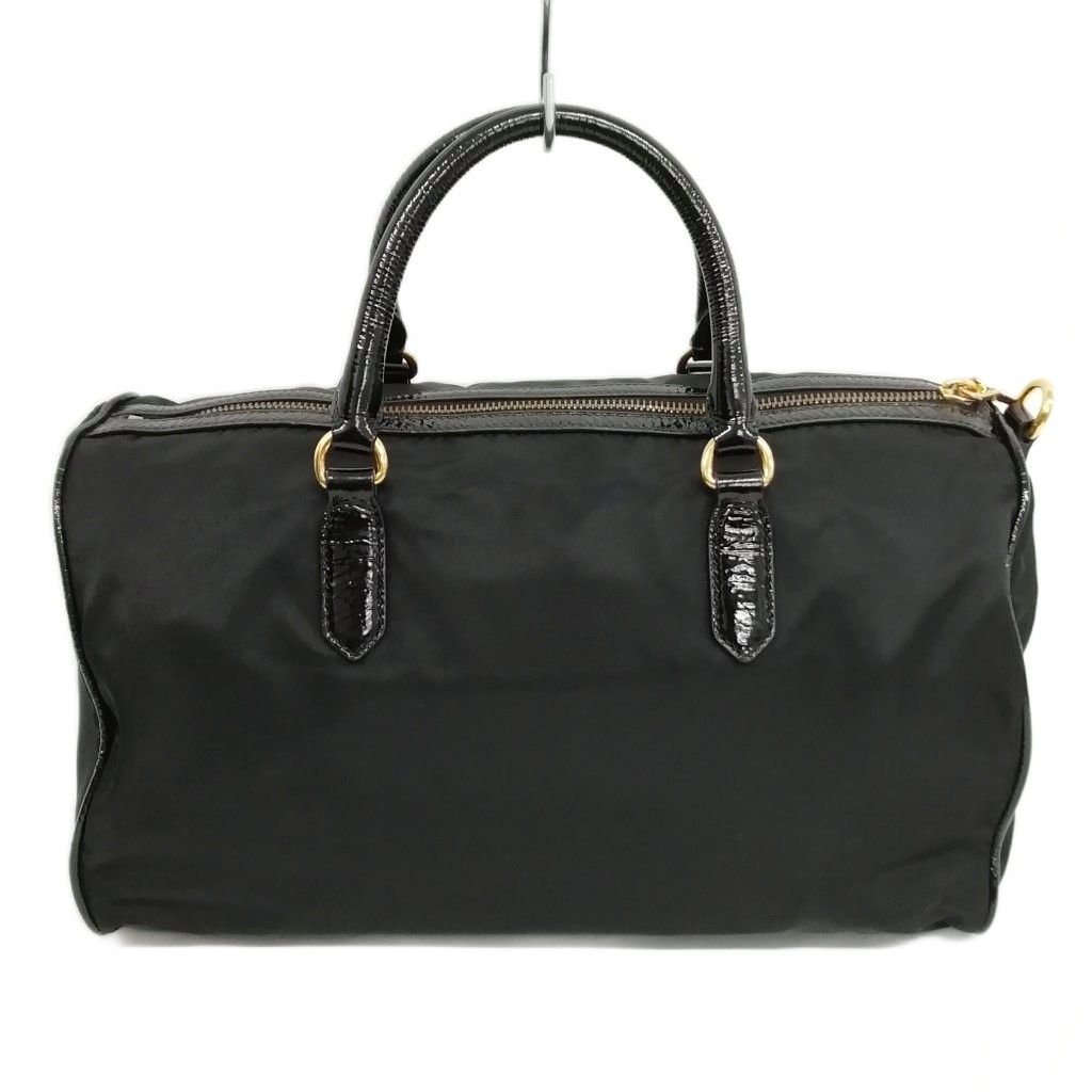 プラダ PRADA BL0575 ミニ ボストンバッグ ハンドバック ナイロン パテント ブラック