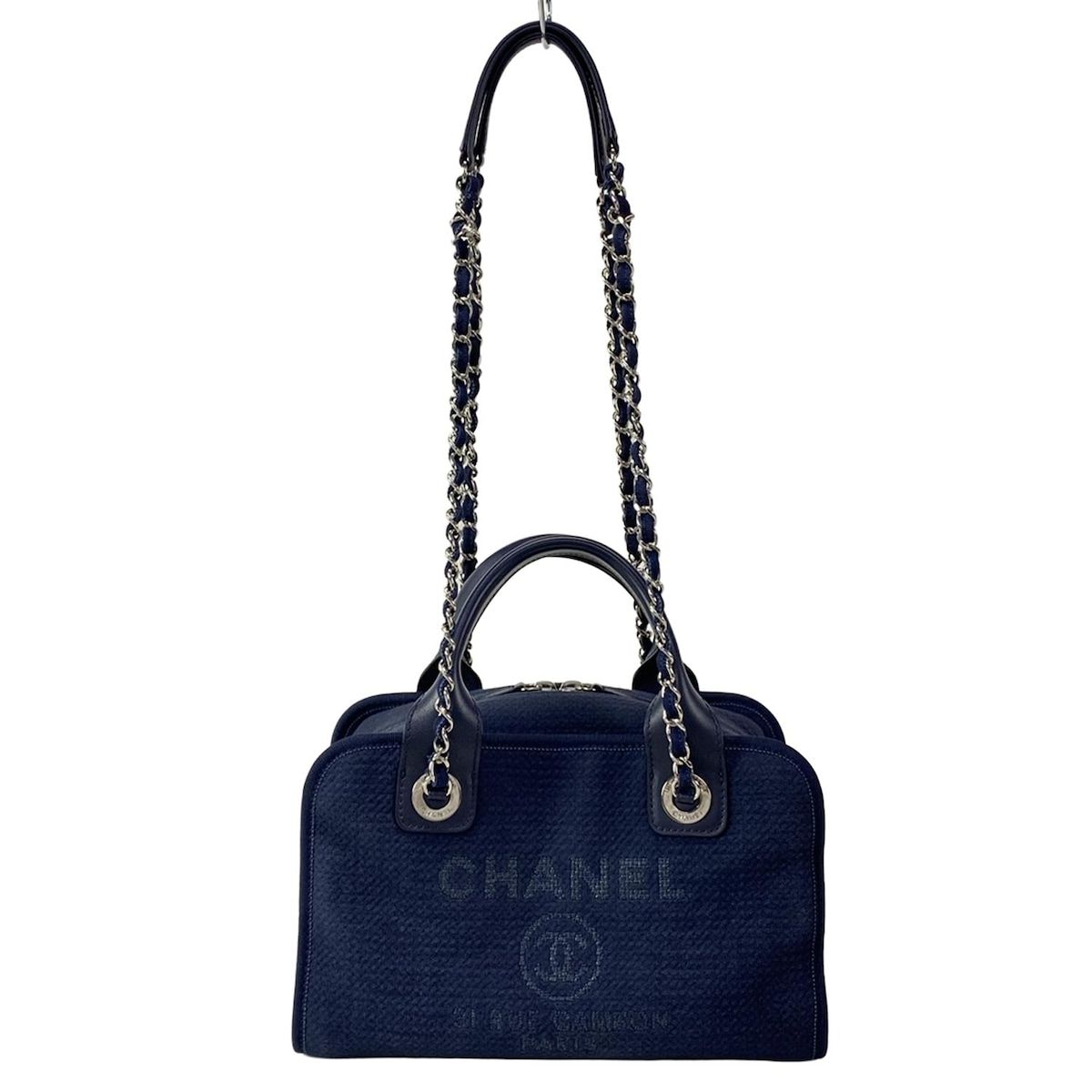 CHANEL シャネル ハンドバッグ ドーヴィルライン ボーリングバッグ A92750 ネイビー レザー