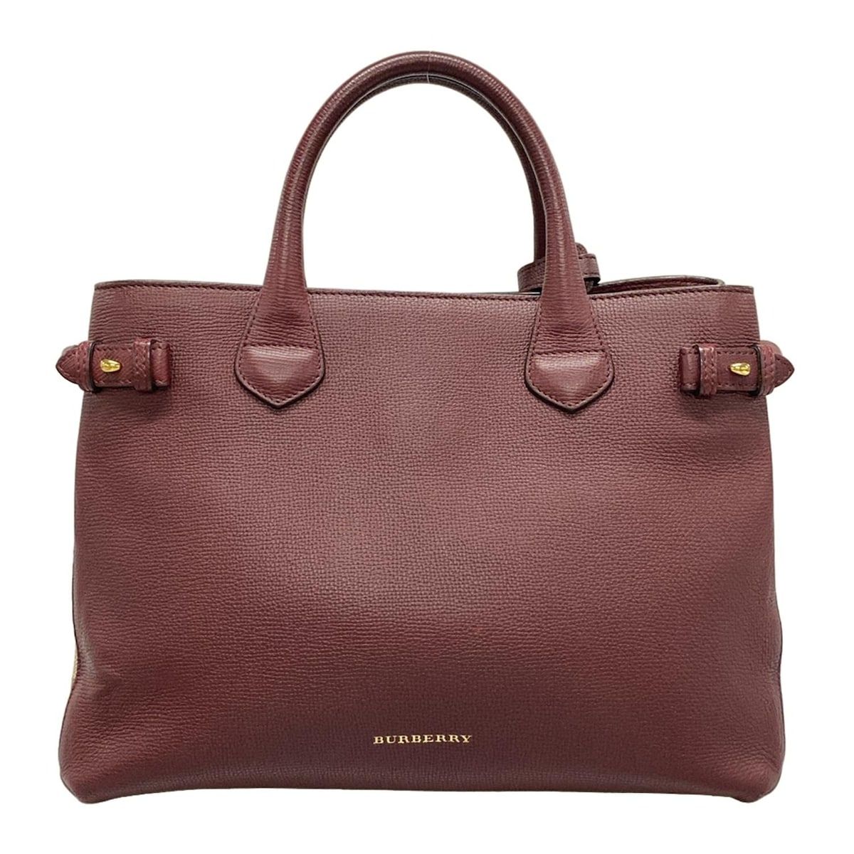 BURBERRY Burberry バーバリー ハンドバッグ - 3926918 ボルドー×ベージュ×マルチ チェック柄 レザー