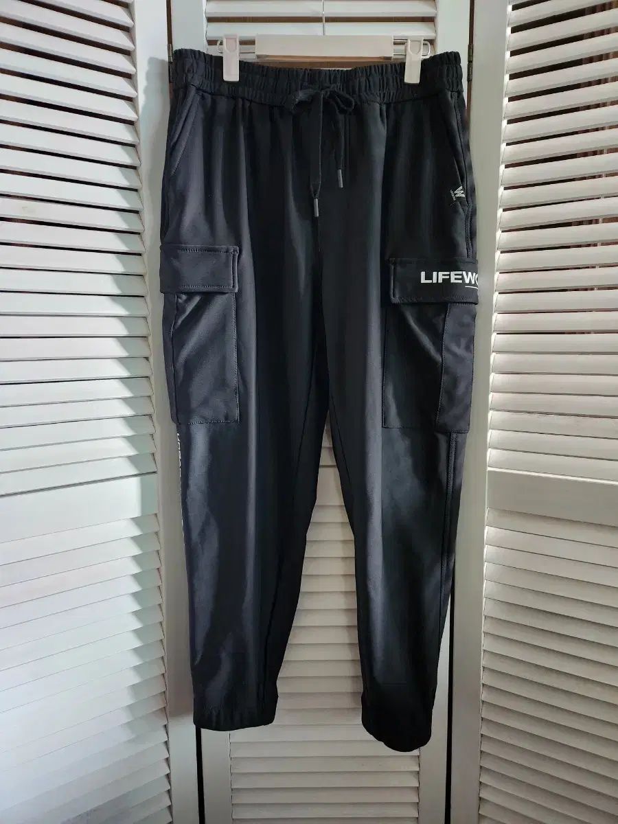 ライフウォーク ブラック 起毛 カーゴ ジョガーパンツ M