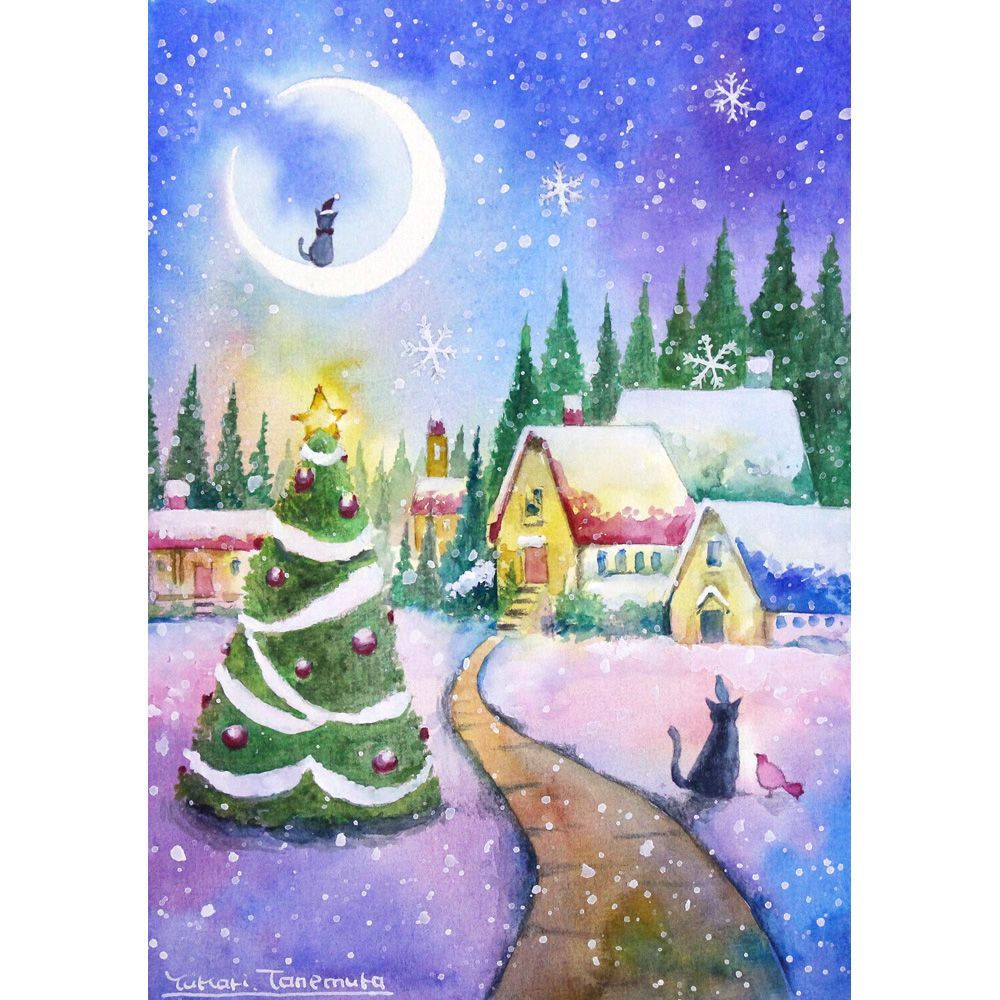 mitukiさま専用（原画）秋夜の森の祝福 #2【A5／水彩画／#2626】 mitukiさま専用（原画）秋夜の森の祝福 #2【A5／水彩画／#2626