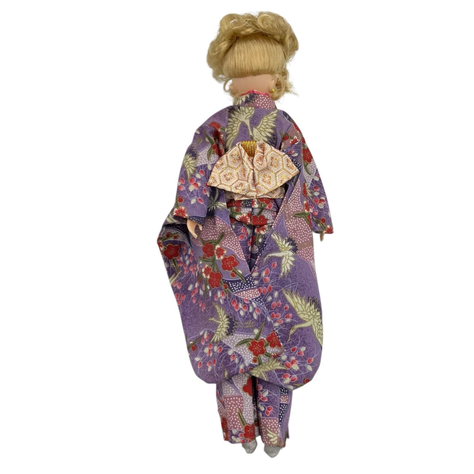 186001 ジェニーちゃん ドール 着物 振袖 紫 花柄 金帯 - メルカリ