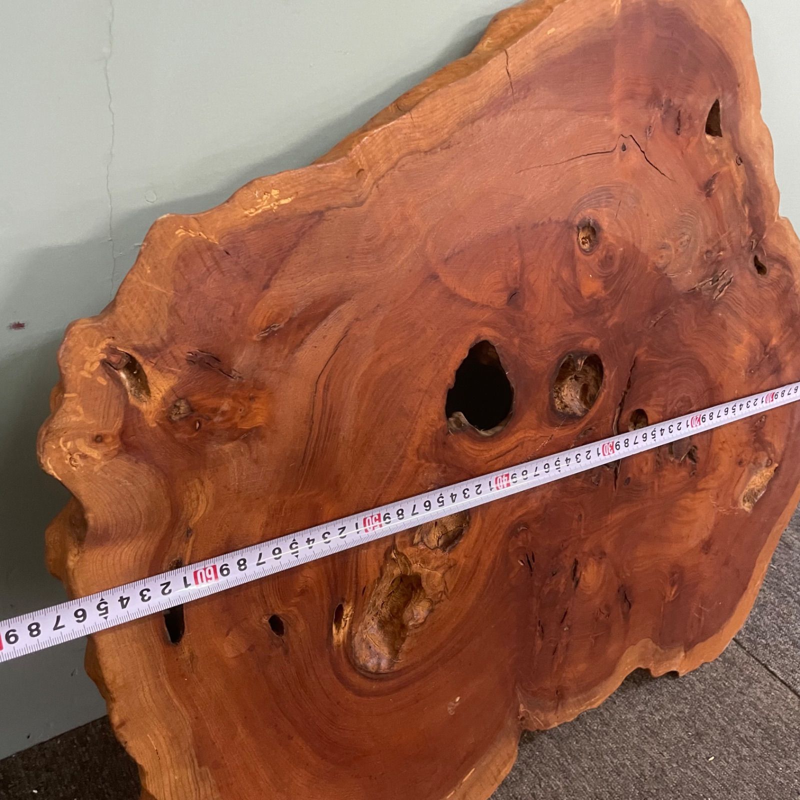 ♭ 天然木 一枚板 花台 横幅66cm×奥行き57cm×厚さ4cm 6.5kg 飾り台