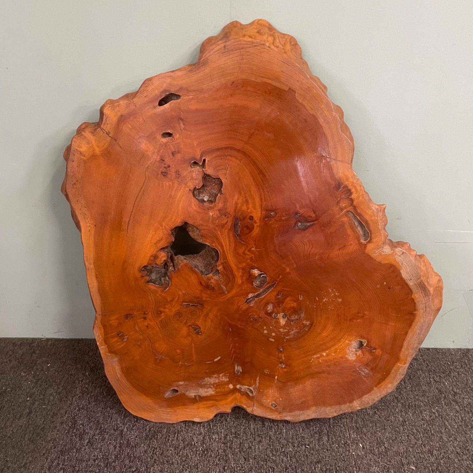 ♭ 天然木 一枚板 花台 横幅66 cm 奥行き57 厚さ4 6 5 kg 飾り台 切株 木製 飾り板