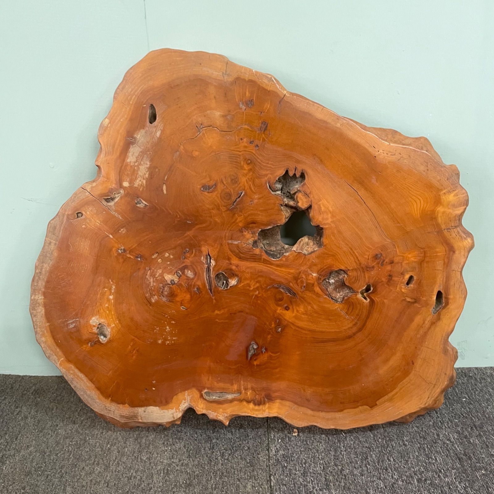 ♭ 天然木 一枚板 花台 横幅66cm×奥行き57cm×厚さ4cm 6.5kg 飾り台