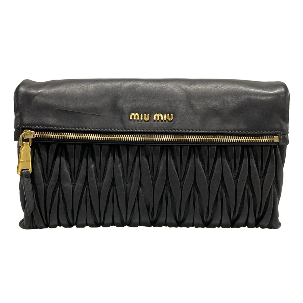 miumiu ミュウミュウ クラッチバッグ マテラッセ 黒 レザー