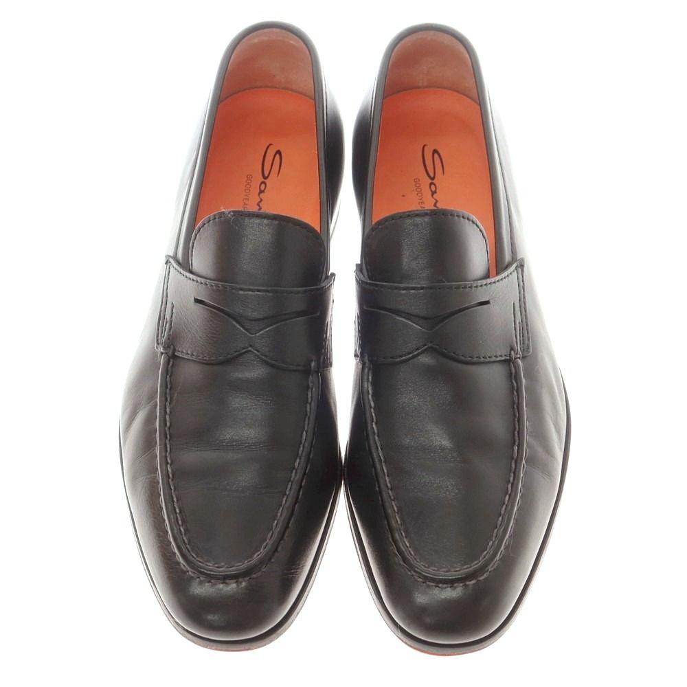 サントーニ Santoni コインローファー ブラック サイズ7 メンズ