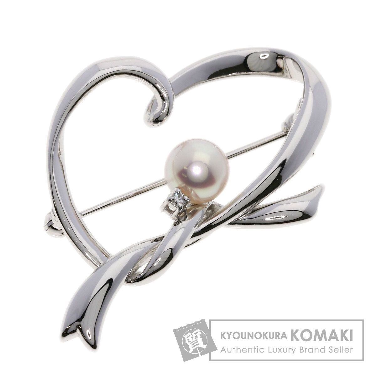 TASAKI タサキ パール 真珠 ダイヤモンド ブローチ K14WG レディース