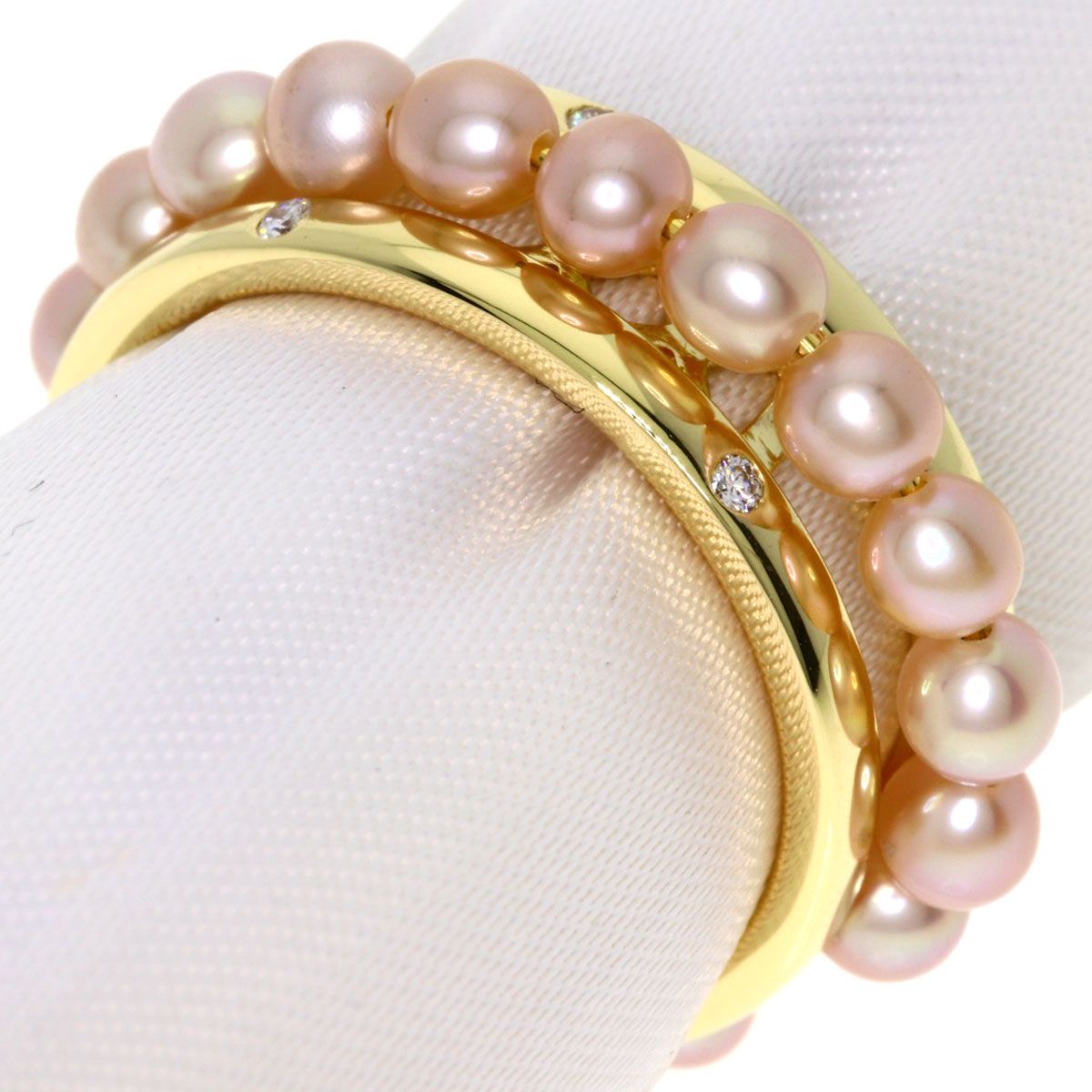 ミキモト ペルリータ ベビーパール 真珠 ダイヤモンド リング 指輪 K 18 YG レディース