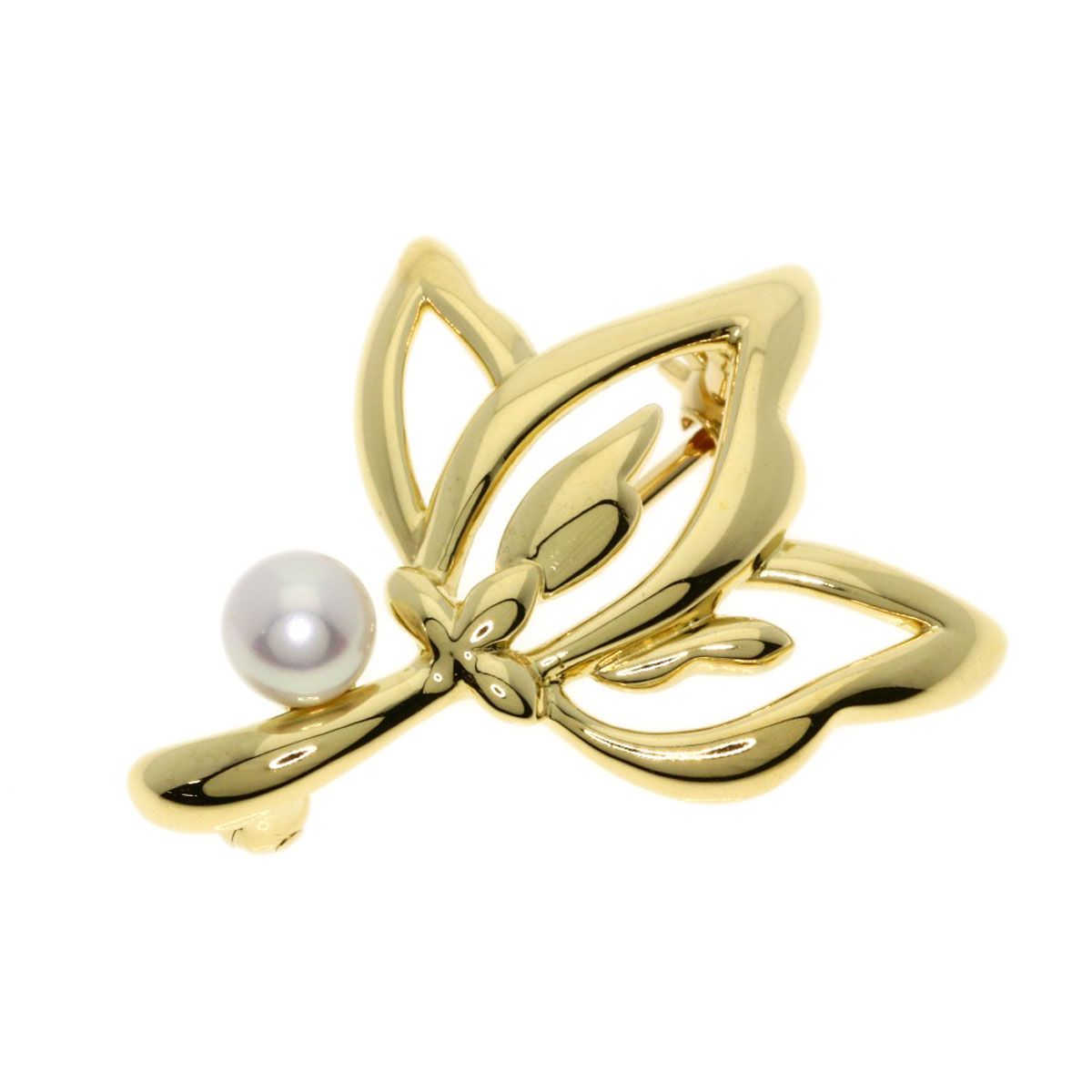 TASAKI タサキ リーフ パール 真珠 ブローチ K 18 YG レディース
