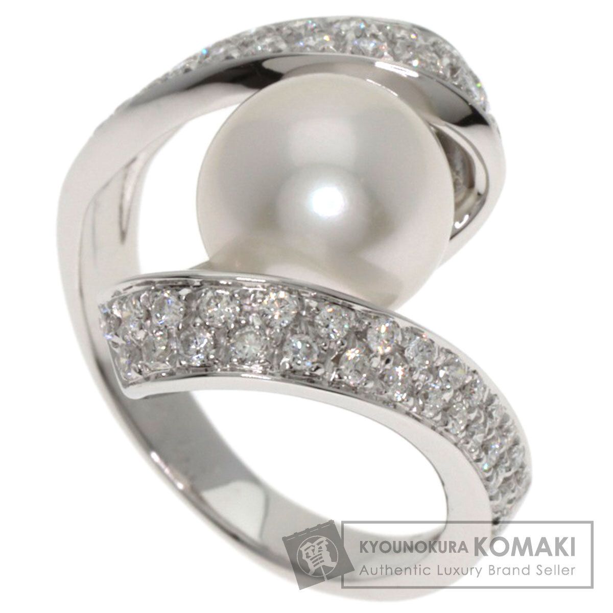 Queen クイーン パール 真珠 ダイヤモンド リング 指輪 K18WG レディース