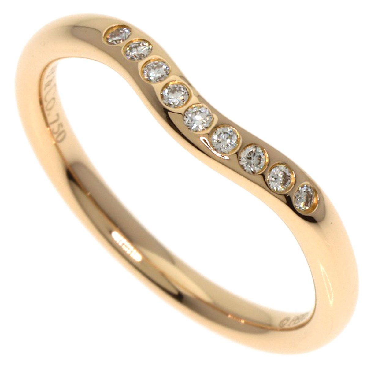 TIFFANY-Co. ティファニー カーブド バンド ダイヤモンド リング 指輪 K 18 PG レディース