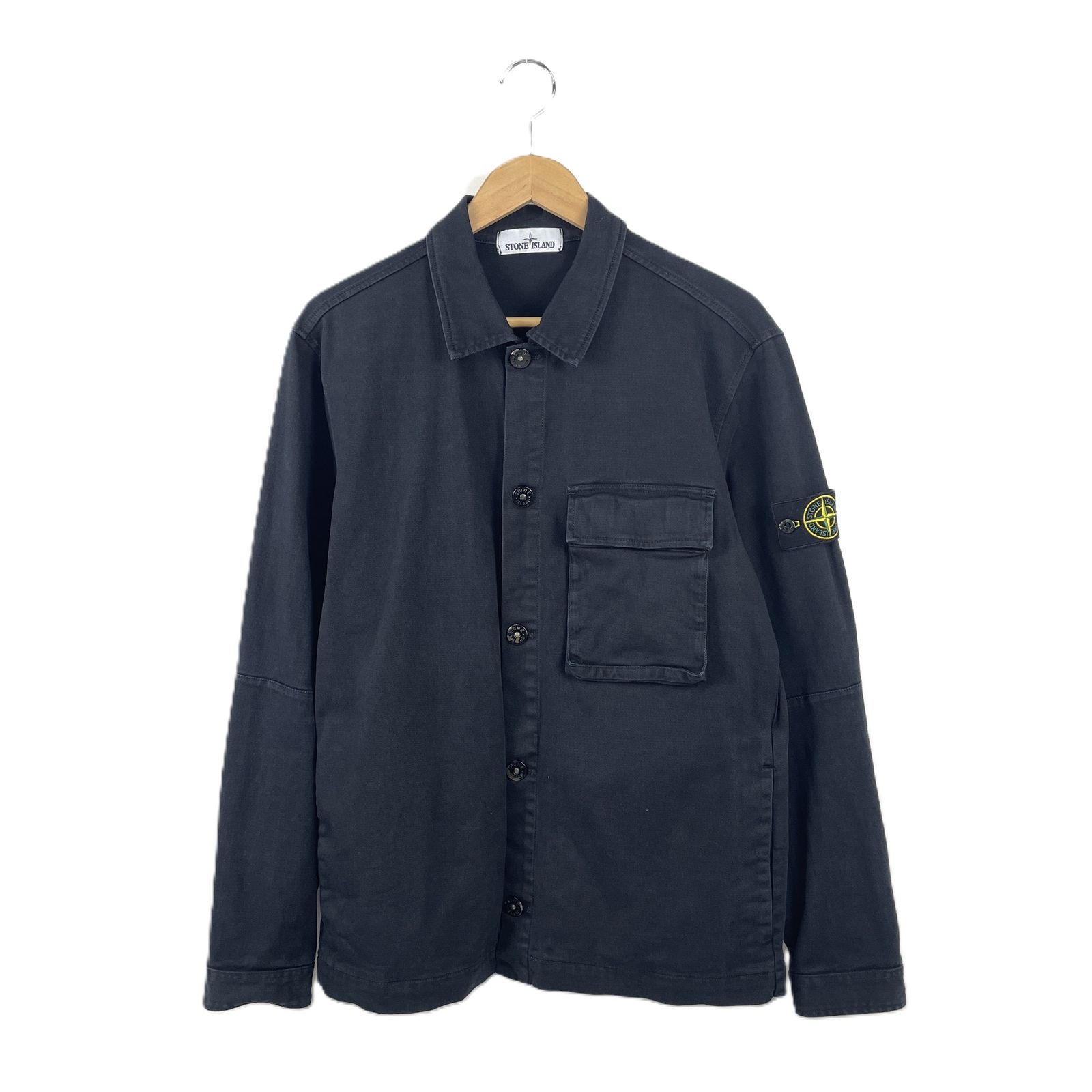 STONE ISLAND ストーンアイランド 691511606 STRETCH COTTON WORK JACKET ストレッチ コットン ワークジャケット コンバスバッチ Lサイズ ブラック