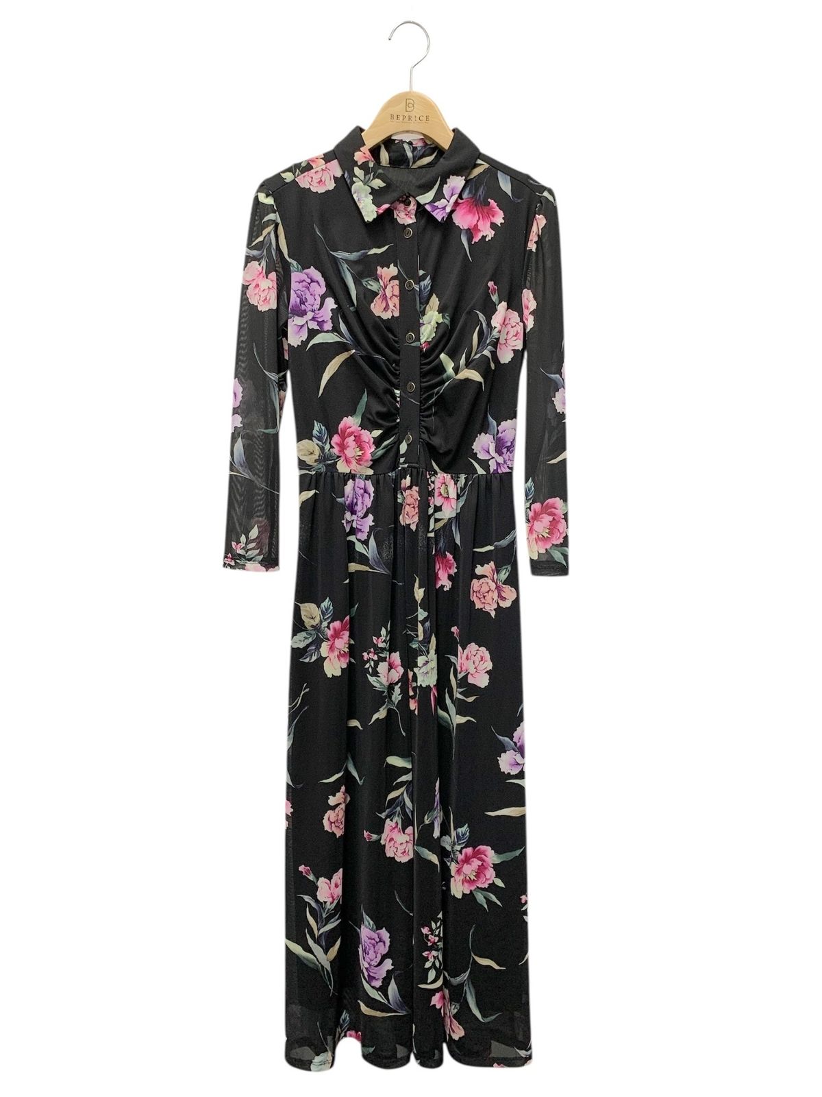 ダイアグラム 03233-32091 ワンピース 36 ブラック 花柄 ITH3HL87YVCL