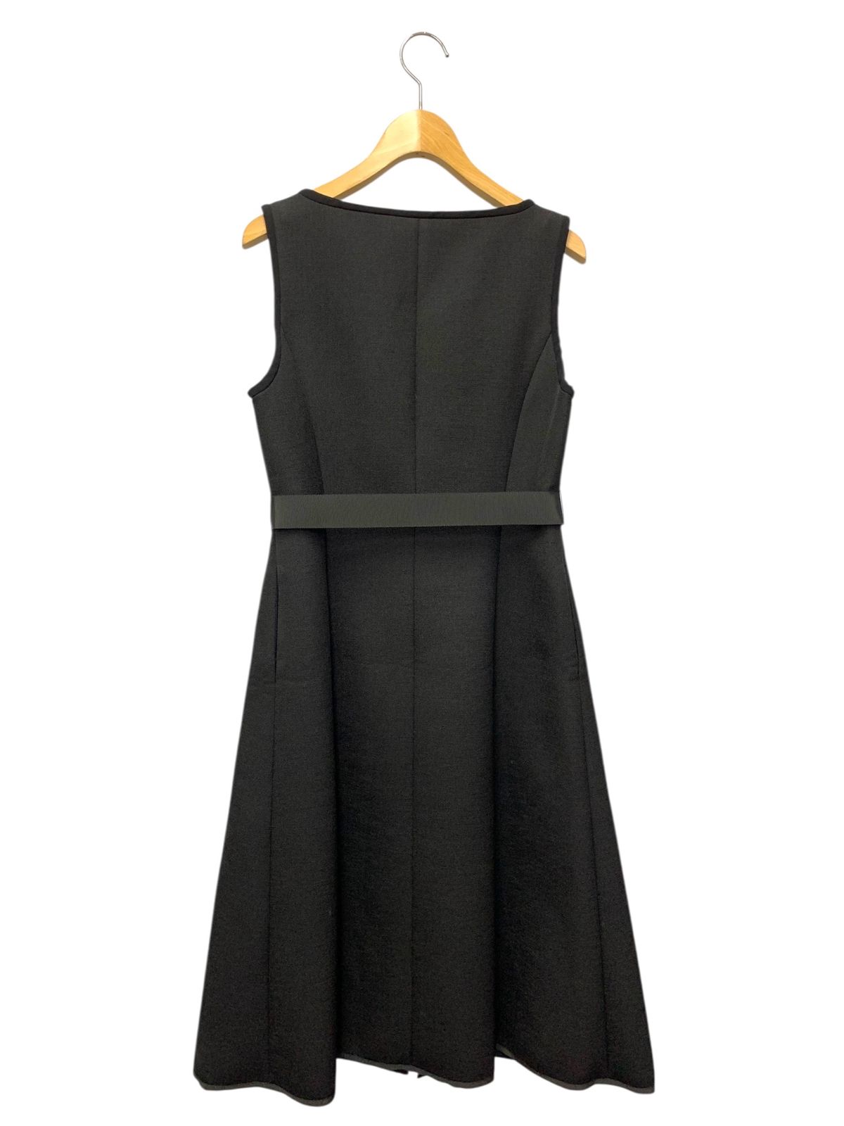 エムズグレイシー 411511 ジャンパースカート 36 ブラック ボンディング リボン フロントジップ