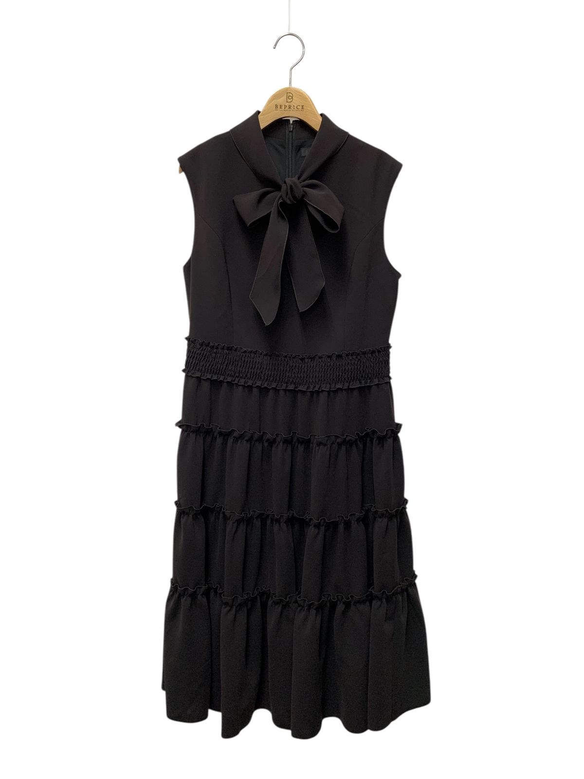 ルネ 5536130 ワンピース 38 ブラック ティアード ネックリボン ITLKEEBRAH0G