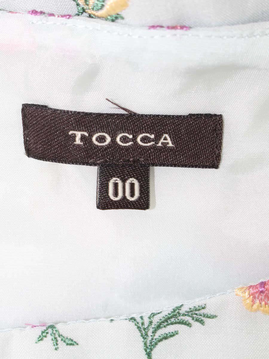  トッカ ワンピース 00 ブルー フラワー 刺繡 ノースリーブ ひざ丈ワンピース