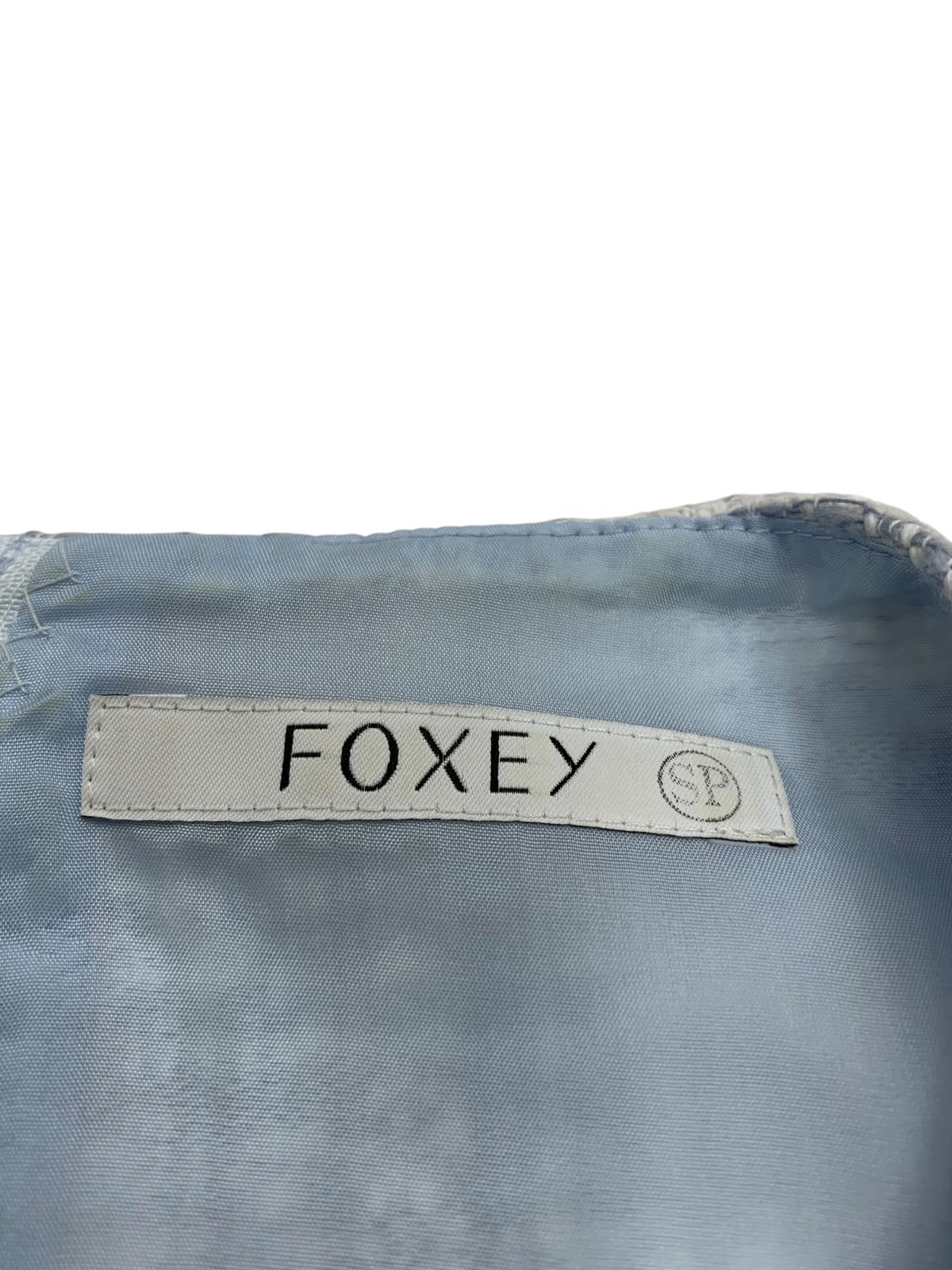  フォクシーブティック Dress Victoria 40543 ワンピース 38 ブルー ツイード ノースリーブ ひざ丈ワンピース